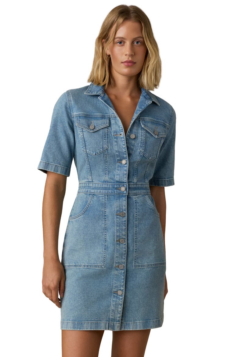 Michelle Organic Cotton & Linen Blend Denim Shirtdress, Alternate, color, SUMMER SEAS WASH