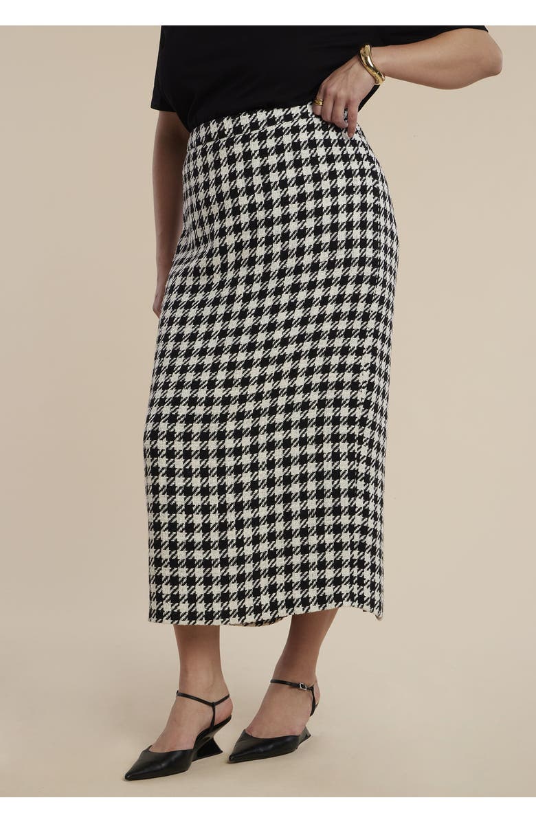 ELOQUII Houndstooth Column Maxi Skirt, Alternate, color, 