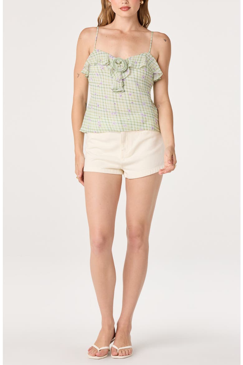 Gianna Ruffle Camisole, Alternate, color, MINT FLORAL GINGHAM