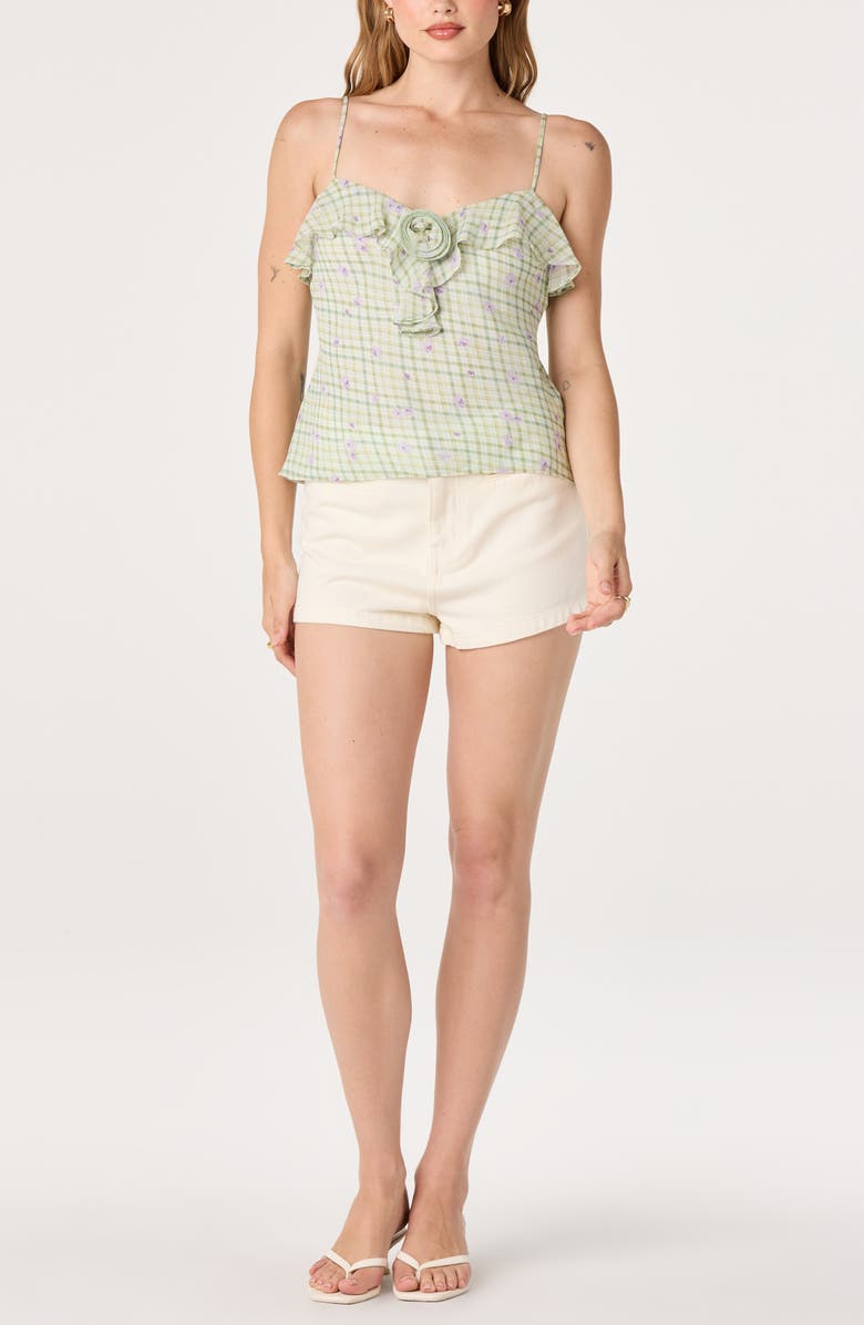 ASTR the Label Gianna Ruffle Camisole, Alternate, color, Mint Floral Gingham