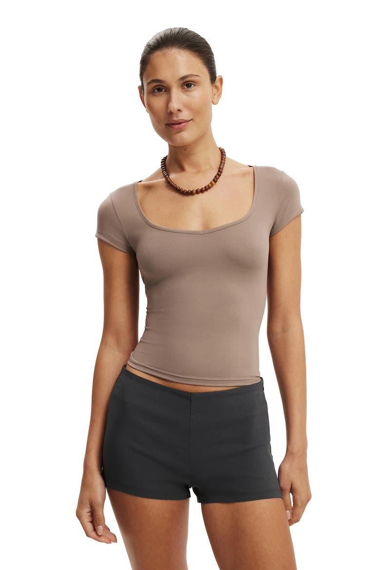 Women's Hold Me Short Sleeve, Main, color, Washed Mocha