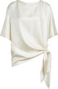 LOULOU DE SAISON Mano Knotted Hem Silk Top