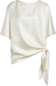 LOULOU DE SAISON Mano Knotted Hem Silk Top