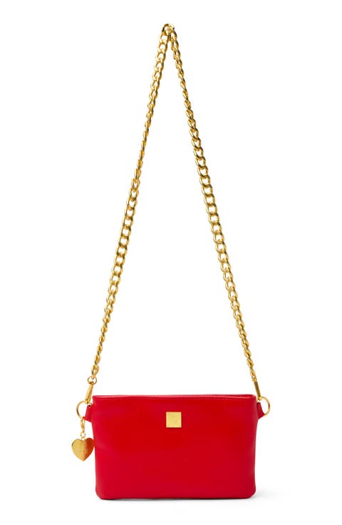 Fame Croc Embossed Leather Crossbody Bag