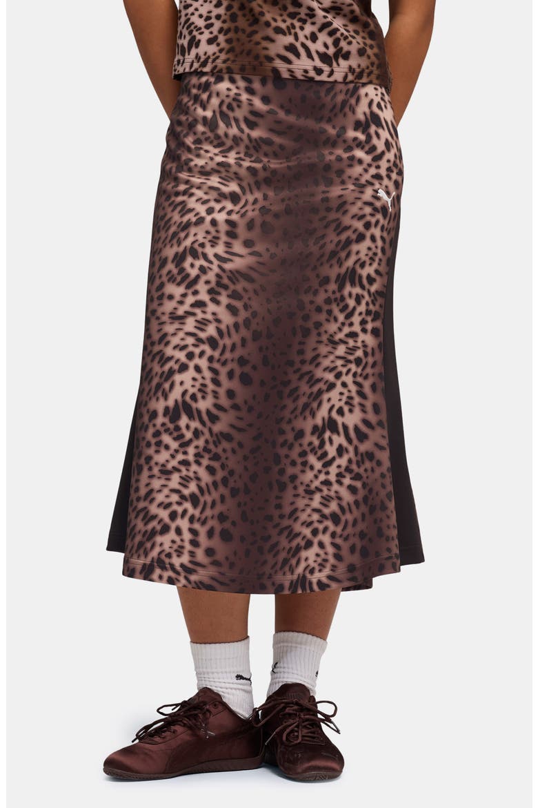 Leopard Print Bias Cut Skirt, Main, color, PUMA BLACK