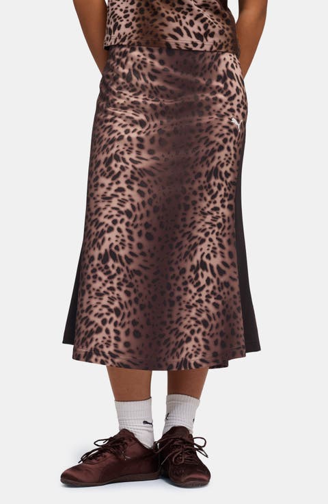 Leopard Print Bias Cut Skirt