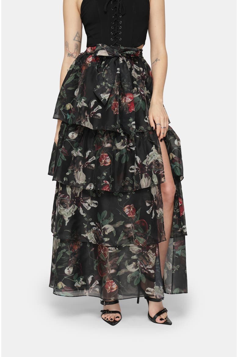 Anara Tiered Skirt, Alternate, color, Black