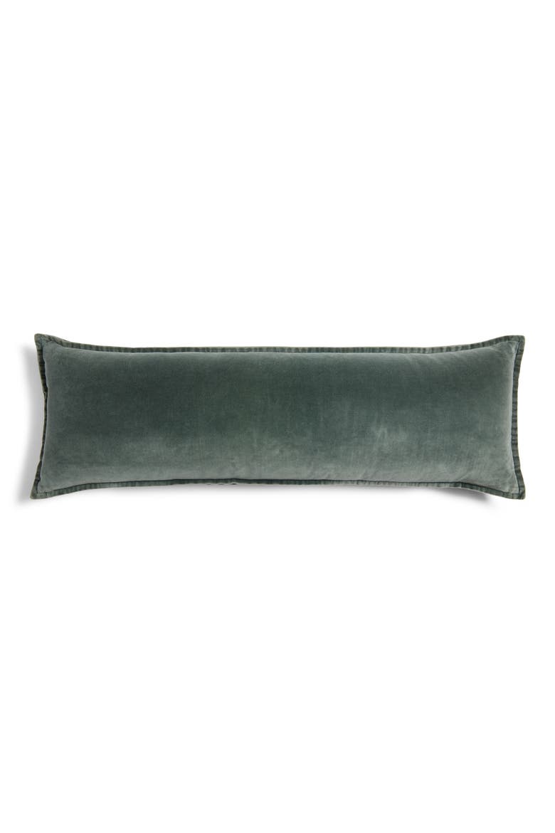 Velveteen Bolster Pillow, Alternate, color, GREEN TREE