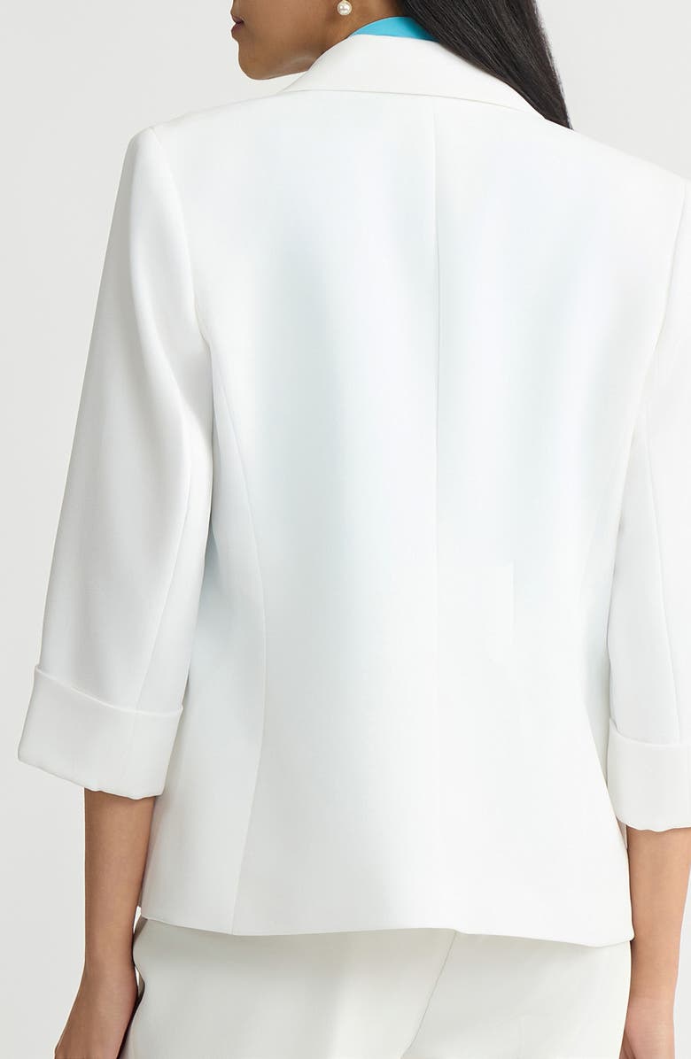 KASPER Cuff Sleeves Stretch Crepe One-Button Blazer, Alternate, color, Lily White
