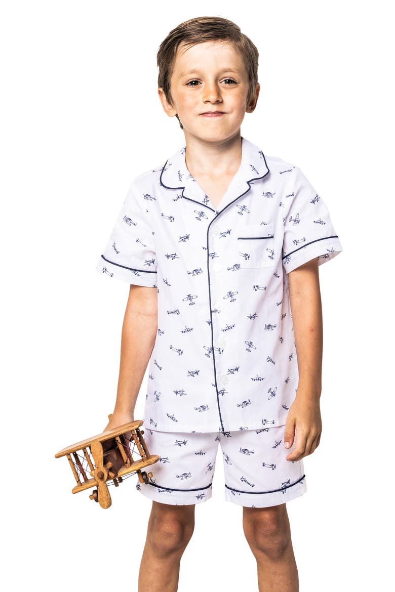 Kids' Par Avion Two-Piece Short Pajamas, Alternate, color, WHITE