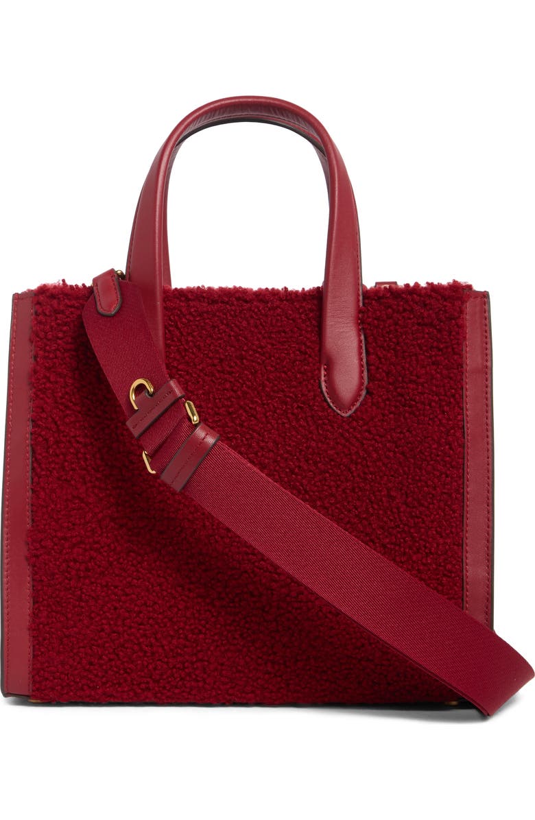 Kate Spade New York manhattan cable stitch genuine shearling tote bag, Alternate, color,