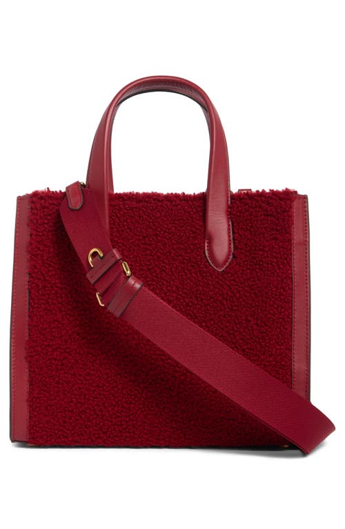 Kate Spade New York Manhattan Cable Stitch Genuine Shearling Tote Bag In Red