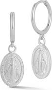 GLAZE JEWELRY Mother Mary Oval Drop Huggie Hoop Earrings