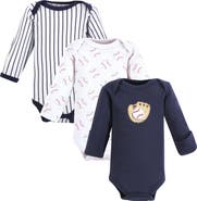 Luvable Friends Preemie Long Sleeve Bodysuits 3pk Baseball
