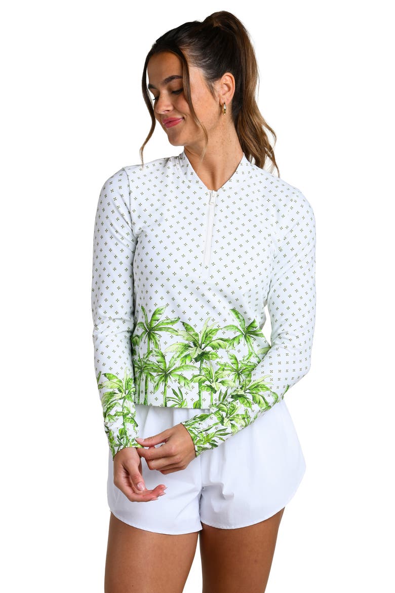 Club Palm Half Zip Top, Alternate, color, LIME
