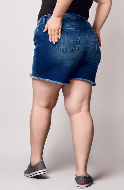 Slink Jeans Frayed Denim Shorts In Blue