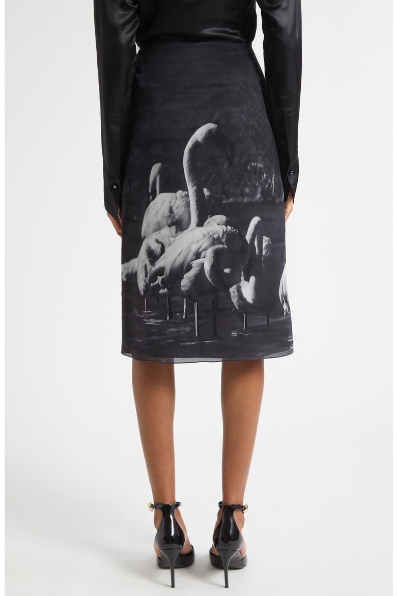 Trinidad Print Silk Georgette Midi Skirt, Alternate, color, LIGHT GREY/ NERO