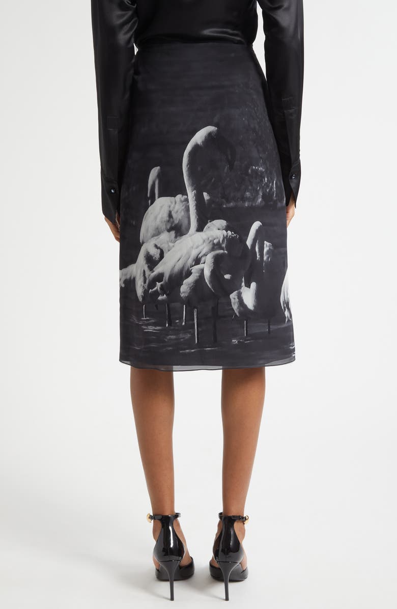 FERRAGAMO Trinidad Print Silk Georgette Midi Skirt, Alternate, color, Light Grey/ Nero