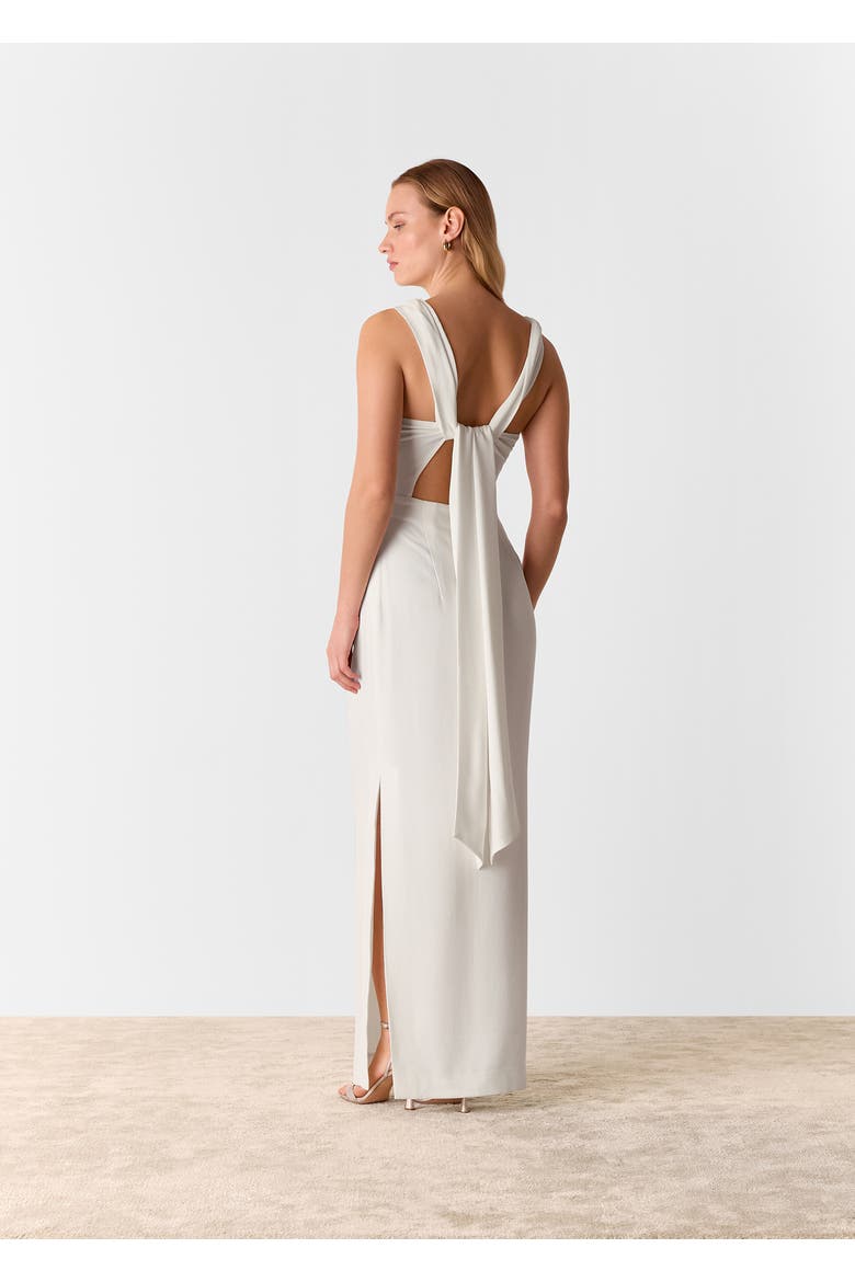 Sleeveless Tie Back Maxi Dress, Alternate, color, Ivory