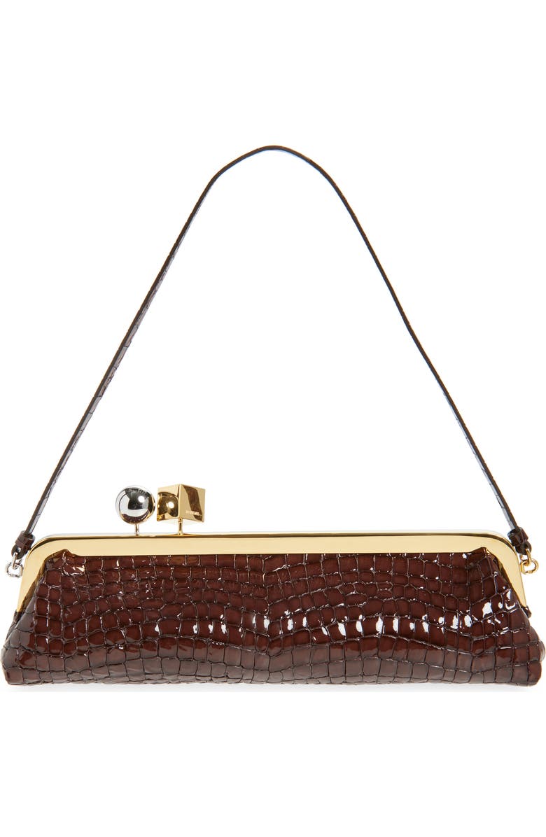 Jacquemus La Pochette Salon Croc Embossed Leather East/West Clutch, Main, color,