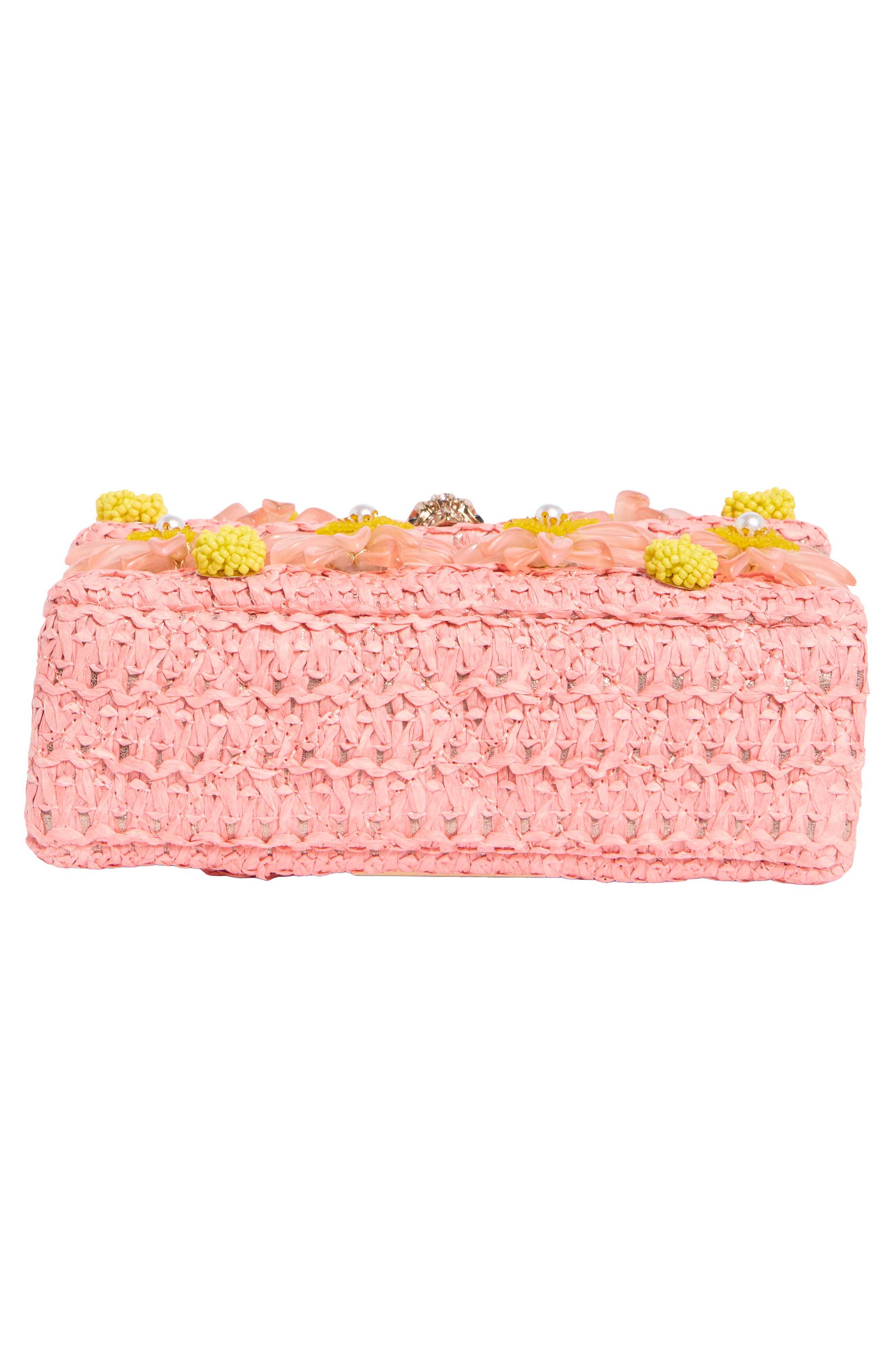 Kurt Geiger London Mini Kensington Raffia Convertible Shoulder Bag, Alternate, color, Light Pink/ Pastel Orange