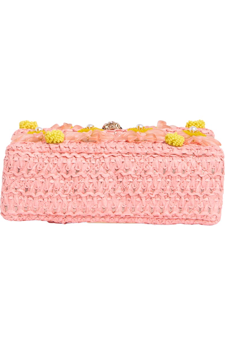 Kurt Geiger London Mini Kensington Raffia Convertible Shoulder Bag, Alternate, color, Light Pink/ Pastel Orange