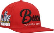 PRO STANDARD Men's Pro Standard Red Tampa Bay Buccaneers LV Super Bowl Champions Script Wordmark Snapback Hat