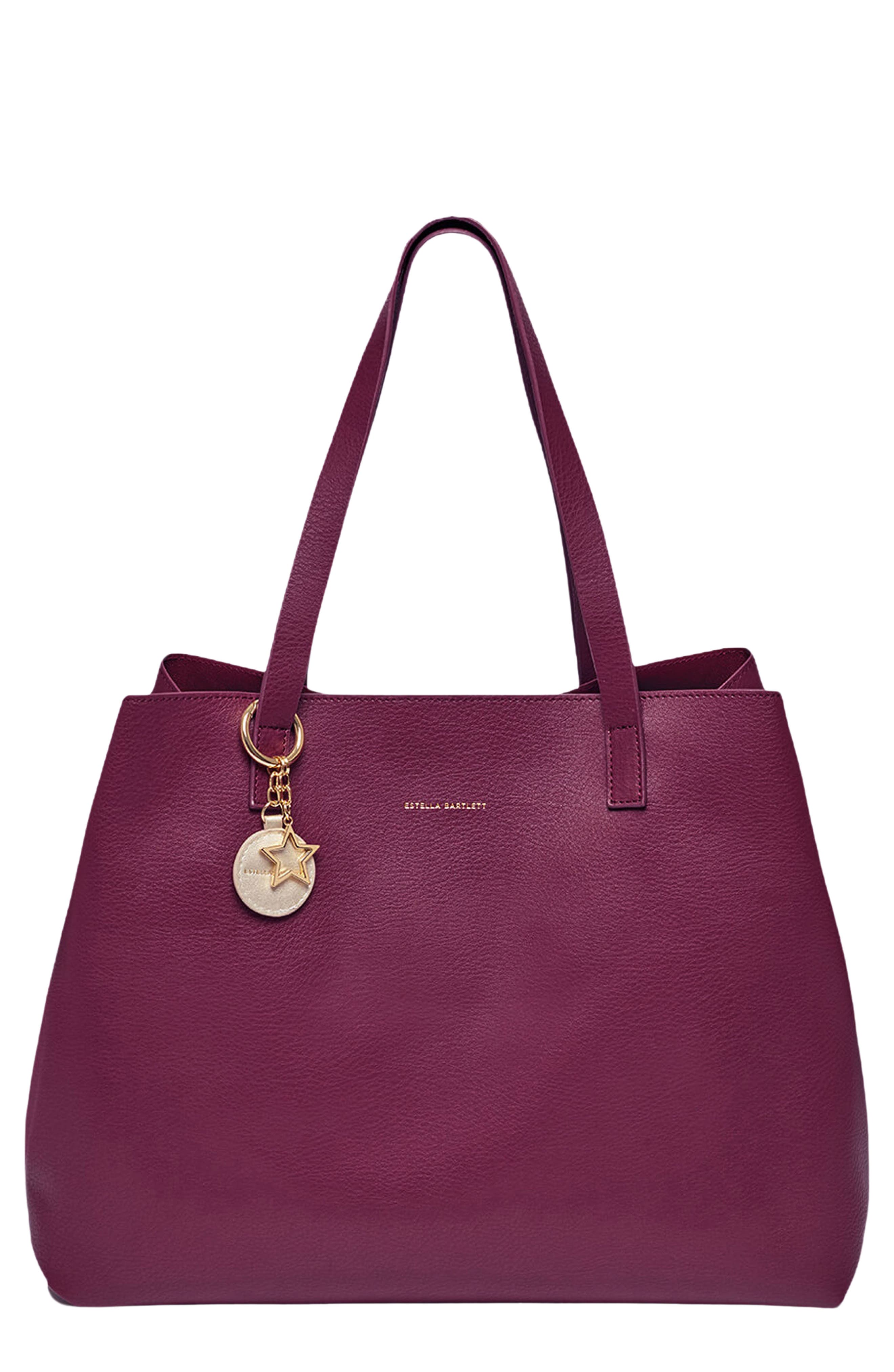 The Scoresby Wide Faux Leather Tote, Main, color, BURGUNDY