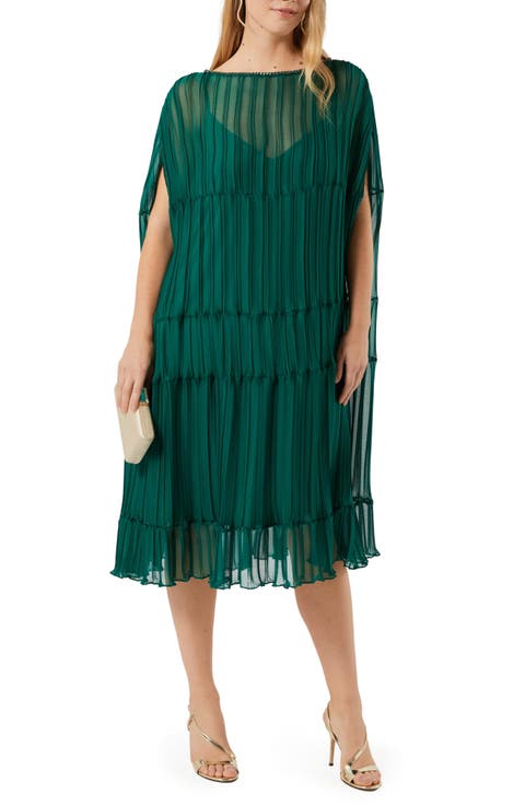 Plissé Sleeveless Tiered Dress