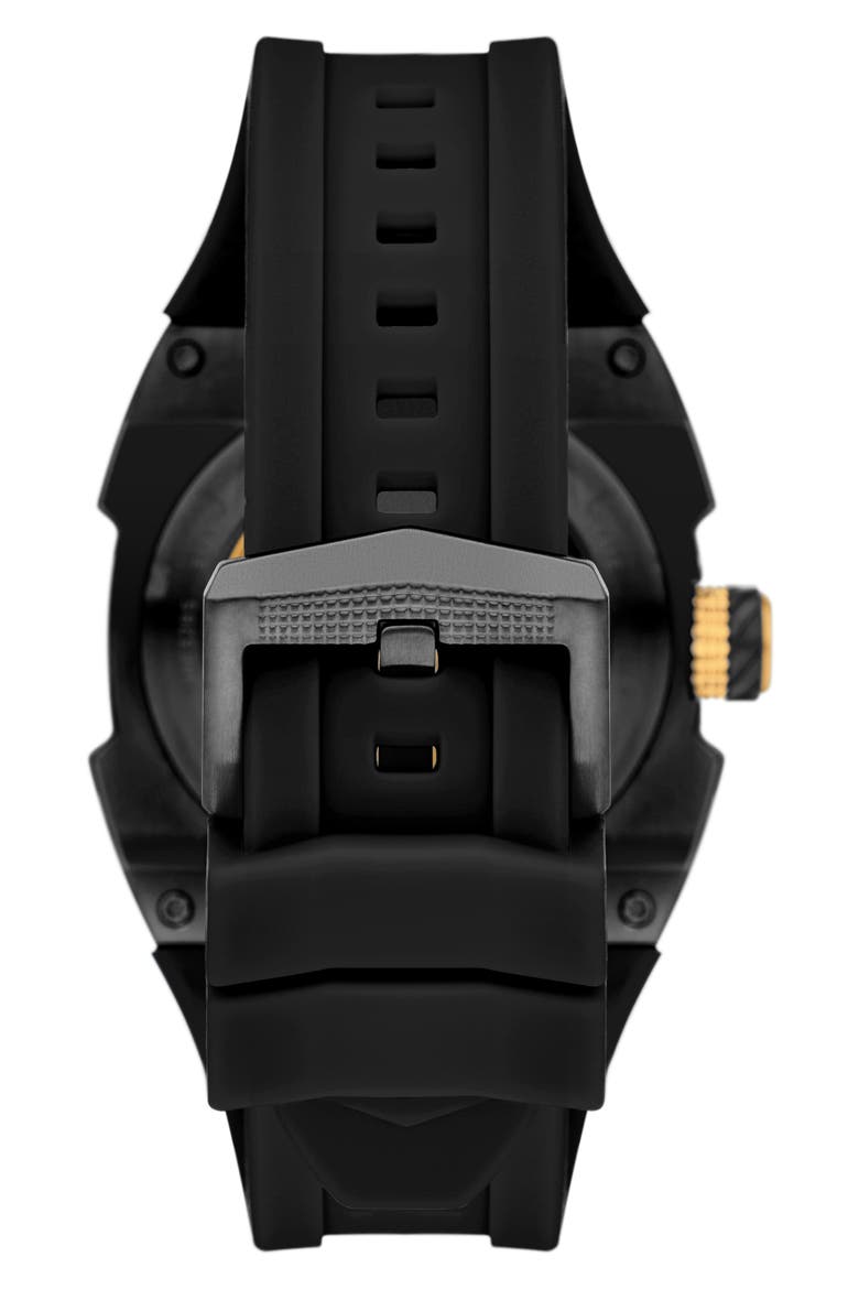 Machine Automatic Silicone Strap Watch, Alternate, color, BLACK