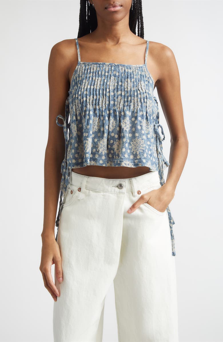 R13 Square Neck Camisole, Main, color, Indigo Medallion Print