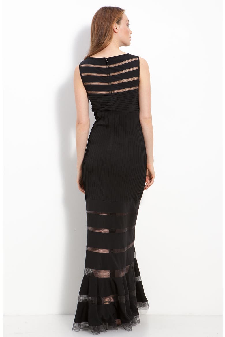 Jersey Illusion Gown, Alternate, color, BLACK