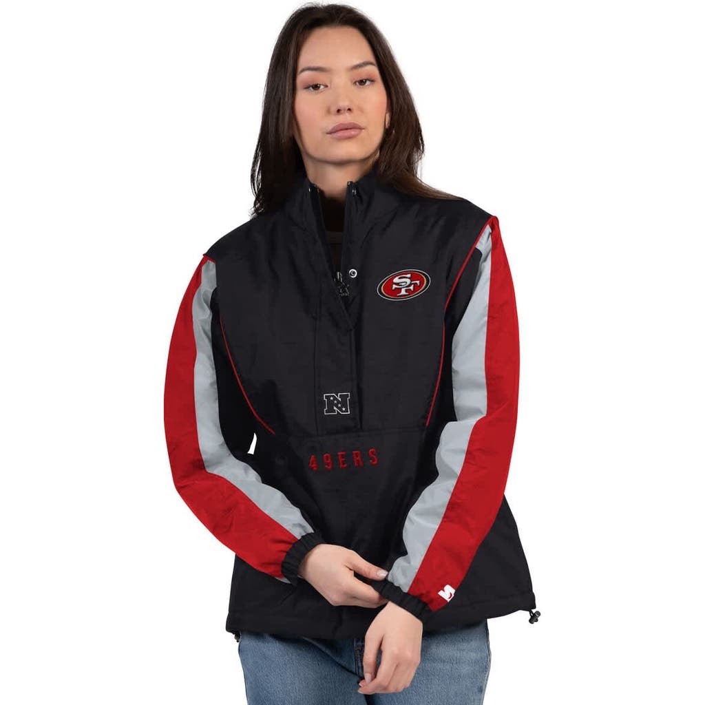 Starter Black/scarlet San Francisco 49ers Thursday Night Gridiron Half-zip Jacket