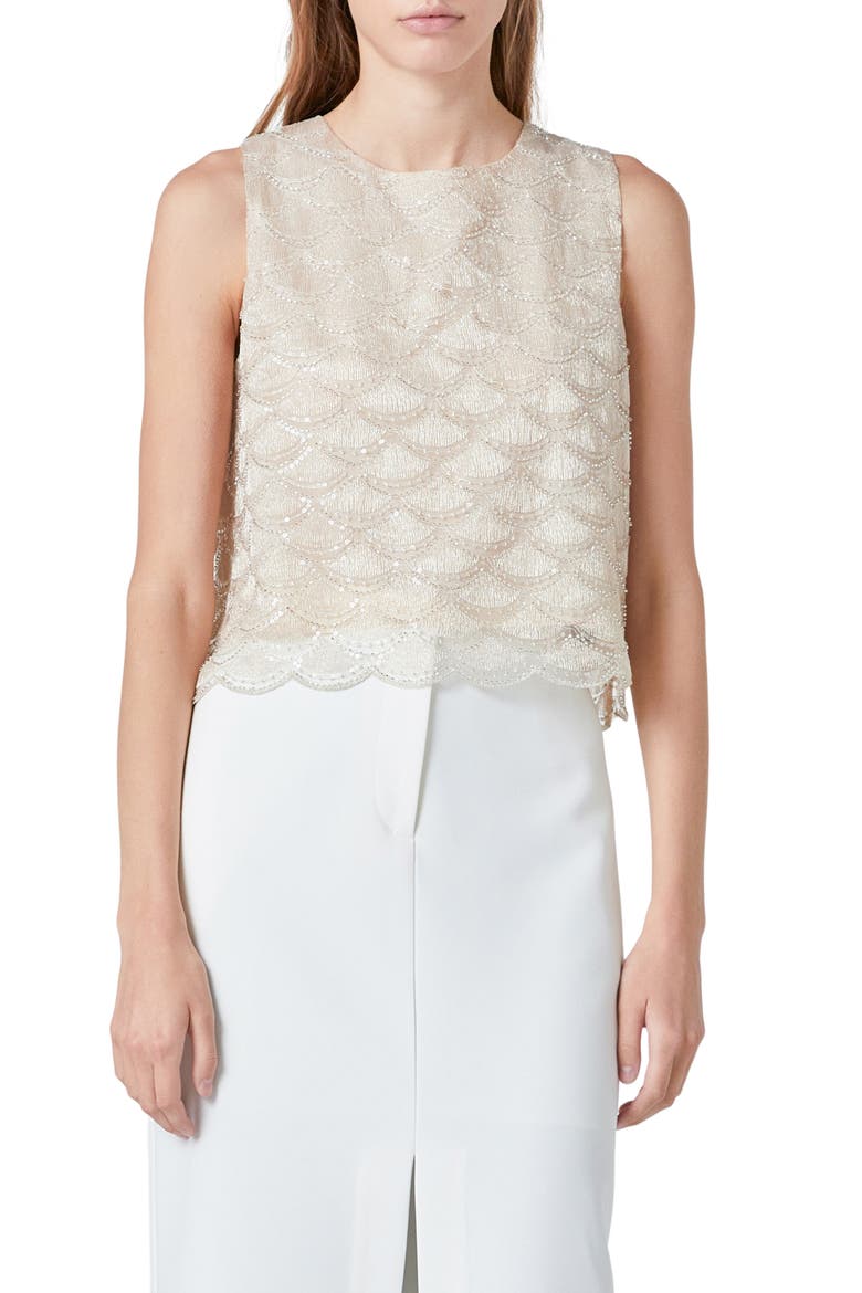Sequin Sleeveless Top, Main, color, CHAMPAGNE