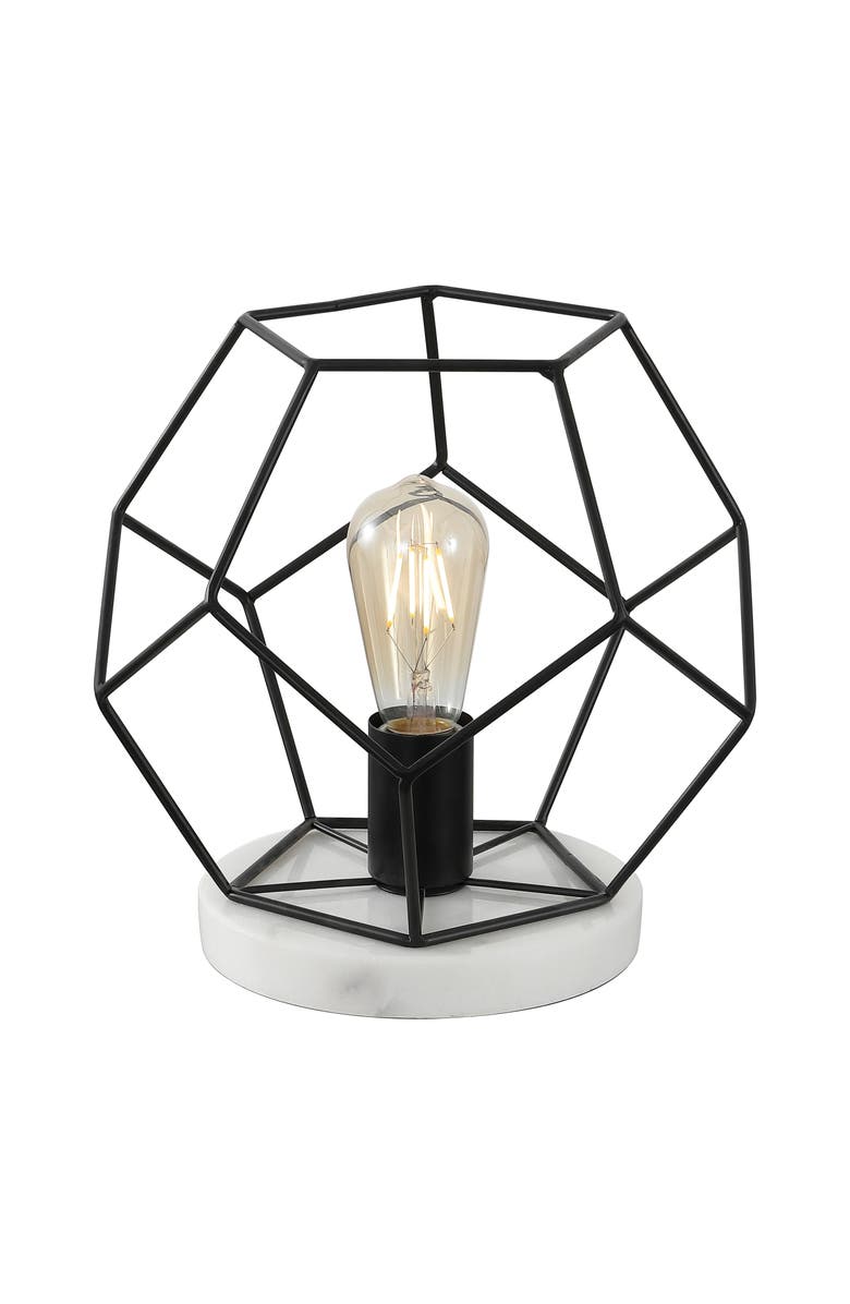JONATHAN Y James MidCentury Glam Metal Geometric LED Table Lamp, Alternate, color, Midnight Black