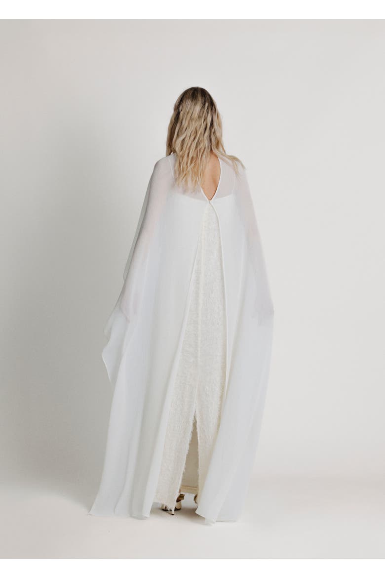 High Neck Bridal Cape, Alternate, color, White