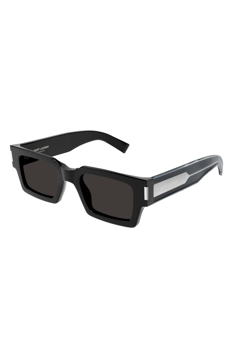 Saint Laurent 50mm Rectangular Sunglasses, Main, color, Black