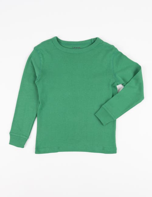 Leveret Kids Long Sleeve T-shirt, 100% Cotton, Solid Colors In Green