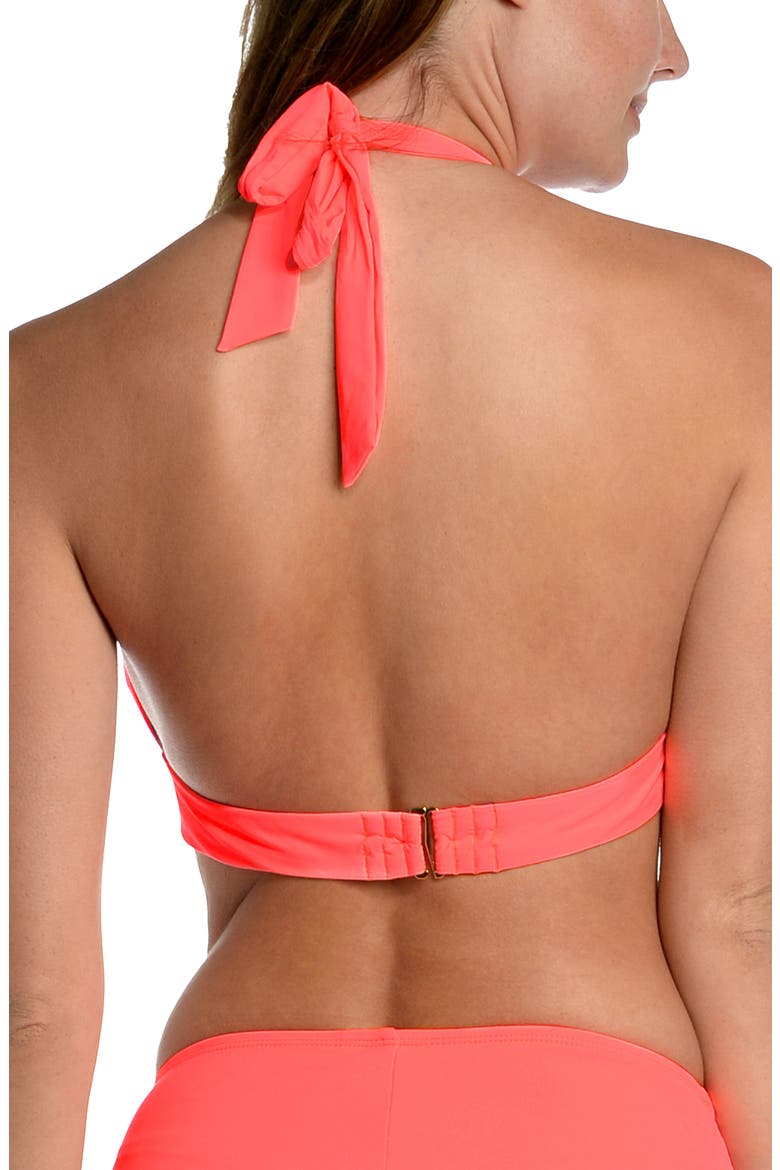 Island Goddess Shirred Strap Bikini Top, Alternate, color, HOT CORAL