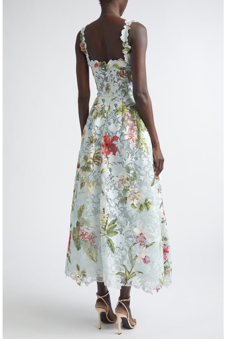 Dominican Floral Print Guipure Lace Bustier Cocktail Dress, Main, color, SALTWATER MULTI