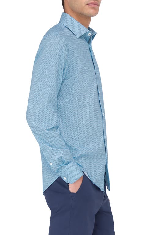 Bugatchi James Ooohcotton® Print Button-up Shirt In Teal