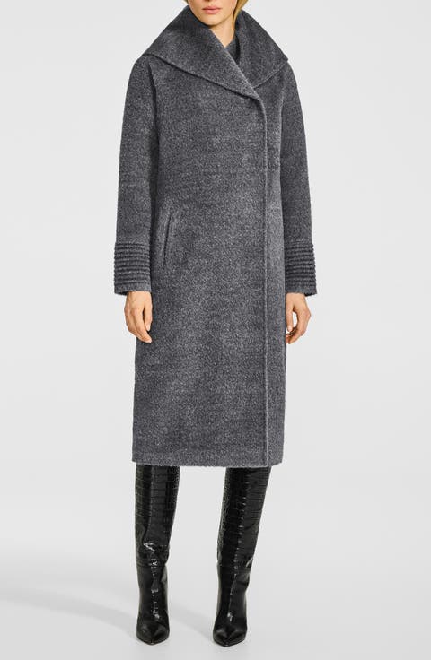 Wool & Suri Alpaca Blend Hooded Bouclé Coat