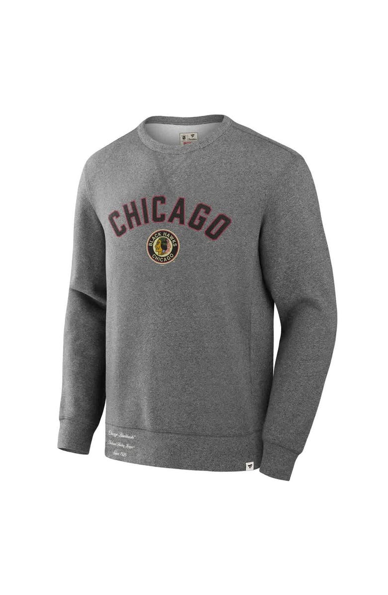 FANATICS Men's Fanatics Heather Gray Chicago Blackhawks Decades Collection Legendary Fleece Pullover Sweatshirt, Alternate, color, 