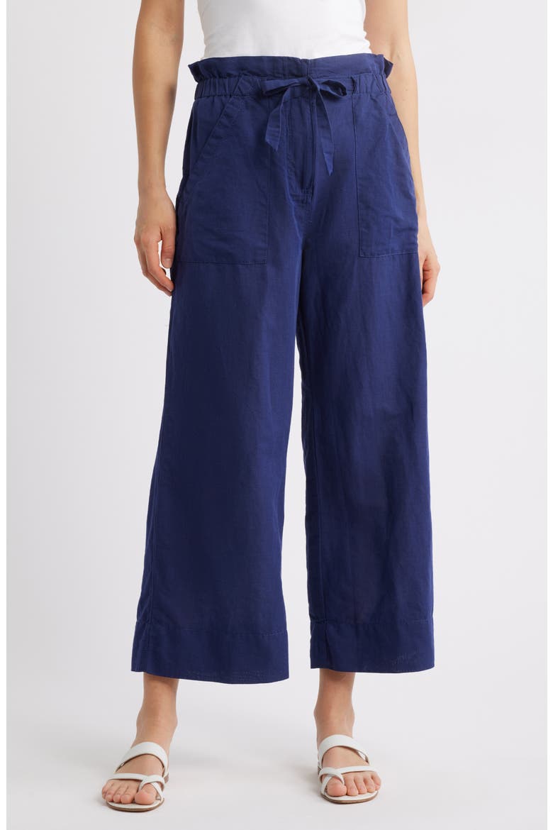 Linen & Cotton Drawstring Pants, Main, color, PATRIOT BLUE