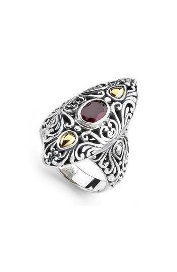 Samuel B. 18k & Silver 0.95 Ct. Tw. Garnet Ring In Red
