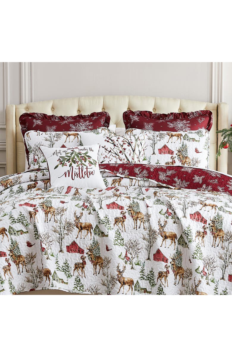 SOUTHSHORE FINE LINENS White Christmas Oversize Holiday Quilt Set, Alternate, color, White Christmas