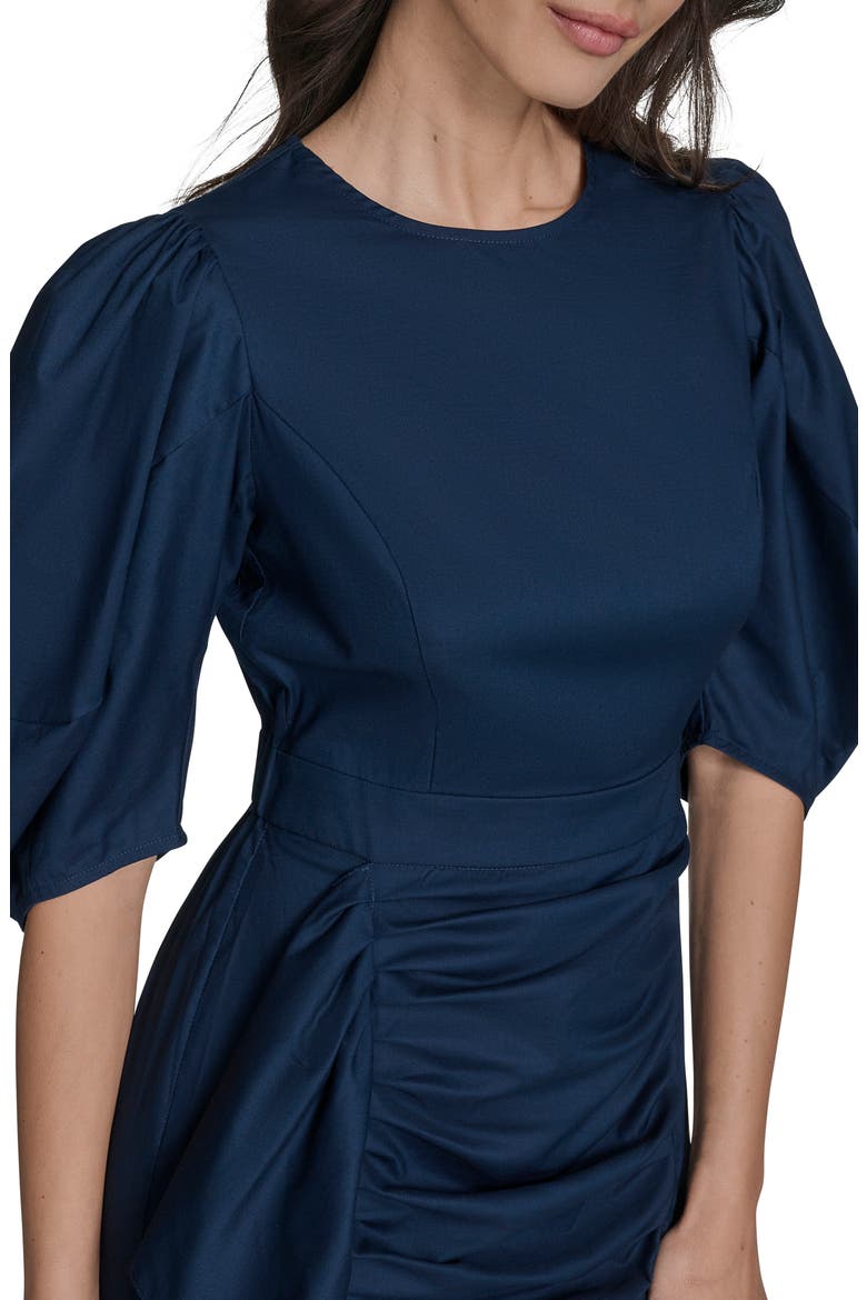 Puff Sleeve Side Ruched Dress, Alternate, color, CITY INDIGO