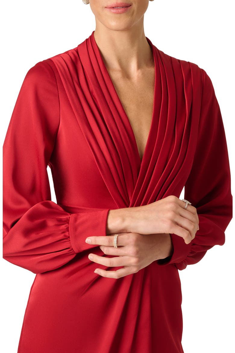 Crepe Back Satin Twist Front Midi Dress, Alternate, color, SCARLET SPICE