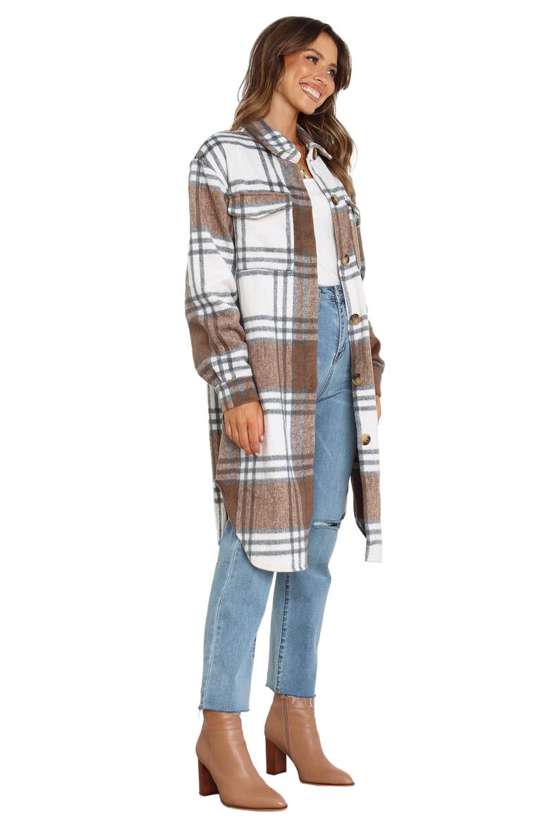 Dion Plaid Longline Shacket, Alternate, color, BROWN CHECK