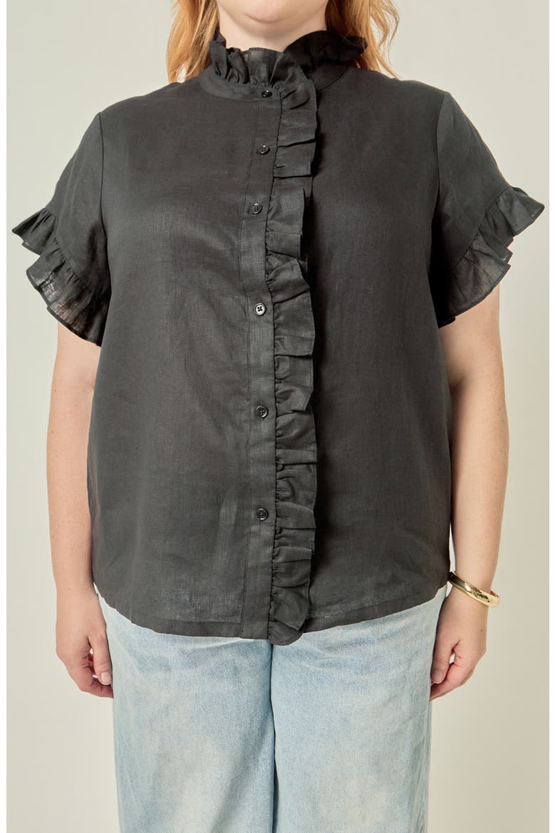 Ruffle Shirt, Alternate, color, BLACK